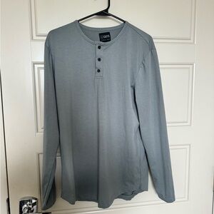 Cuts Clothing Medium Curve-Hem Henley Sage Long Sleeve Tee Great Condition.